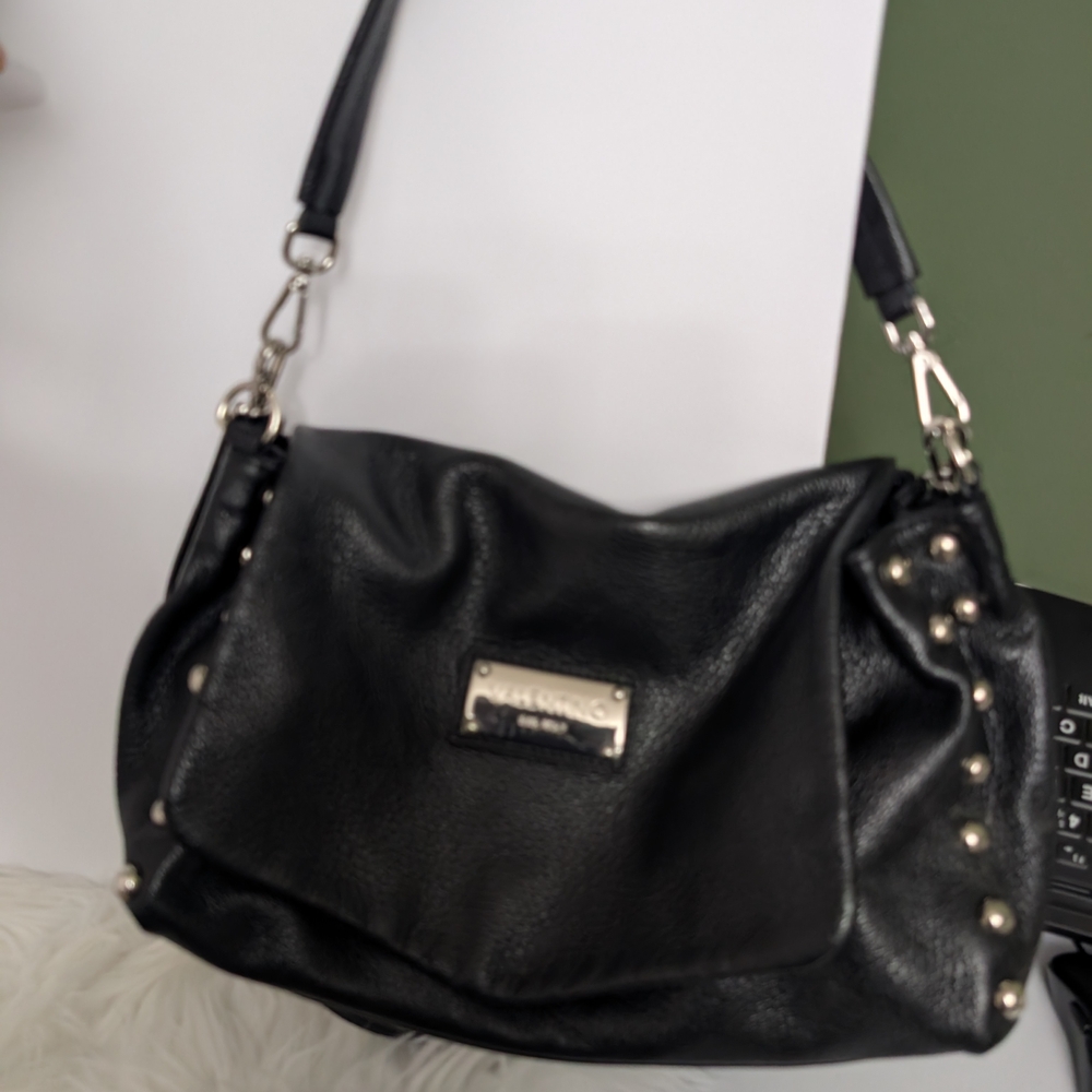 Valentino By Mario Valentino Black Studded Shoulder Bag